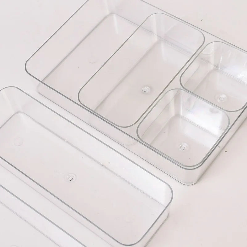 Transparent Plastic Storage Box Without Cover Unlimited Desk Drawer Organizers Makeup Transparent Storage Bins Various Size