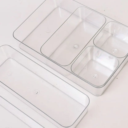 Transparent Plastic Storage Box Without Cover Unlimited Desk Drawer Organizers Makeup Transparent Storage Bins Various Size