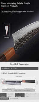 Faca Kiritsuke Japonesa Aço Damasco