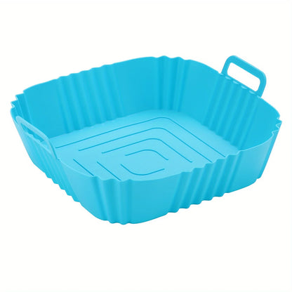 1pc of 22cm silicone air fryer oven baking plate pizza fried chicken silicone basket reusable air fryer liner accessory