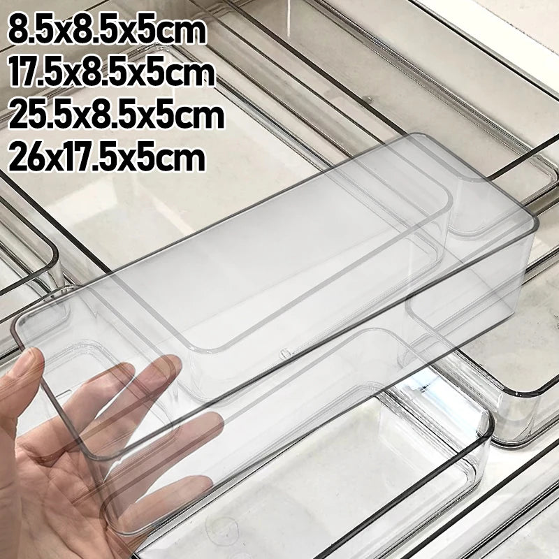 Transparent Plastic Storage Box Without Cover Unlimited Desk Drawer Organizers Makeup Transparent Storage Bins Various Size
