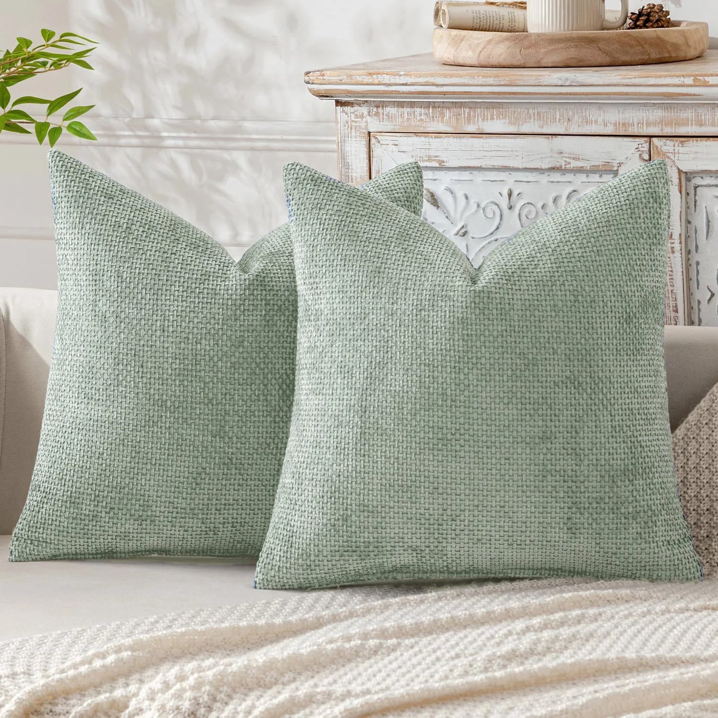 2pcs 45x45cm Luxury Chenille Pillow Cover Cross Woven Textured Sofa Cushion Soft Solid Color All-Season Home Decor Modern