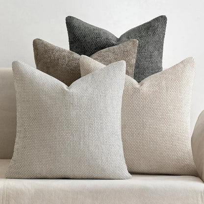 2pcs 45x45cm Luxury Chenille Pillow Cover Cross Woven Textured Sofa Cushion Soft Solid Color All-Season Home Decor Modern