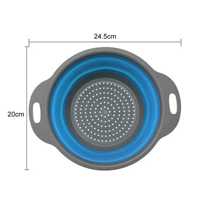 1/2pcs Silicone Round Folding Vegetable Fruits Washing Drain Basket Colander Strainer Collapsible Drainer Kitchen Tool