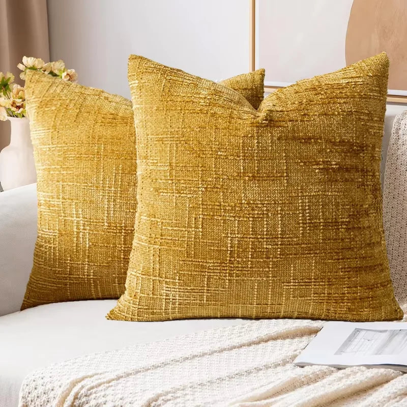 Chenille Pillowcase Bamboo Yarn Texture Throw Pillow Covers Solid Sofa Cushion Covers for Home Bedroom Living Room Decor
