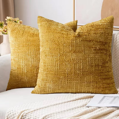 Chenille Pillowcase Bamboo Yarn Texture Throw Pillow Covers Solid Sofa Cushion Covers for Home Bedroom Living Room Decor