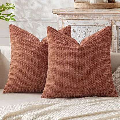 2pcs 45x45cm Luxury Chenille Pillow Cover Cross Woven Textured Sofa Cushion Soft Solid Color All-Season Home Decor Modern
