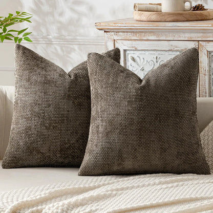 2pcs 45x45cm Luxury Chenille Pillow Cover Cross Woven Textured Sofa Cushion Soft Solid Color All-Season Home Decor Modern