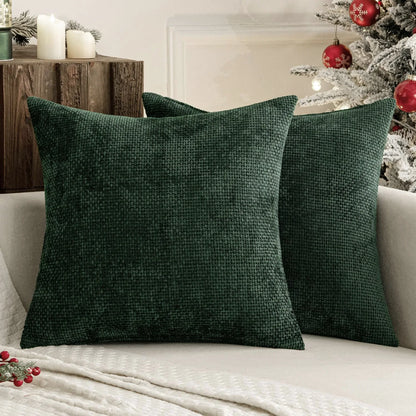 2pcs 45x45cm Luxury Chenille Pillow Cover Cross Woven Textured Sofa Cushion Soft Solid Color All-Season Home Decor Modern