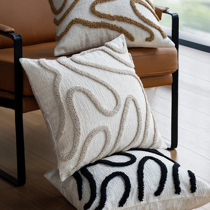 Boho Style Chenille Decorative Throw Pillow Cover Soft Geometric Lines Cushion Covers 45x45 3-color Pillowcase Sofa Living Room
