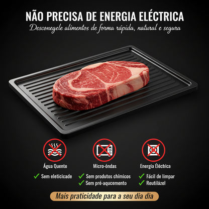 Bandeja Descongelante Rápida de Alumínio – Descongelamento Natural para Carnes, Peixes, Frutas e Alimentos