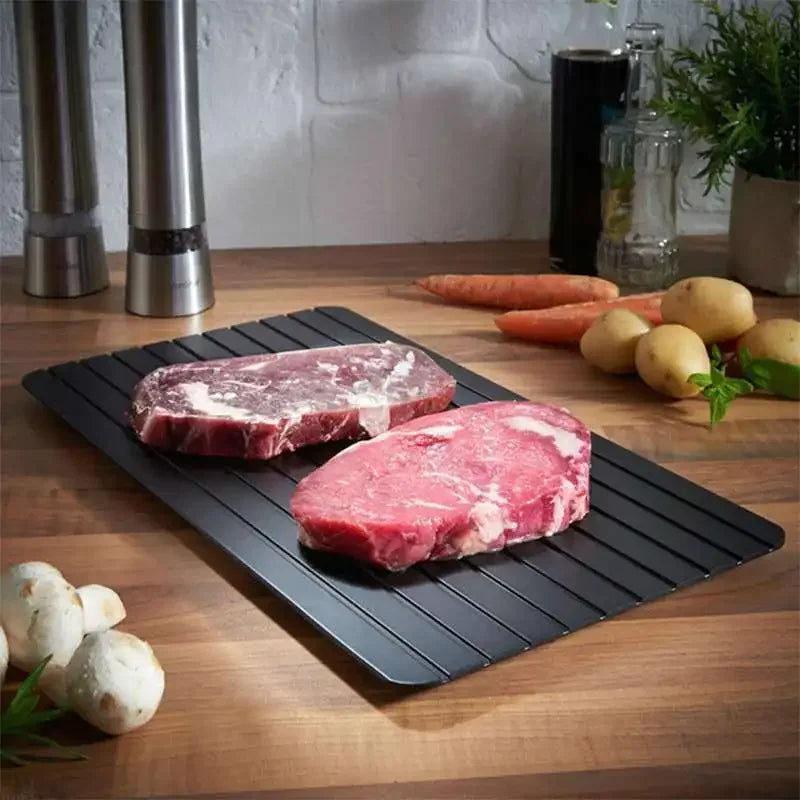 Bandeja Descongelante Rápida de Alumínio – Descongelamento Natural para Carnes, Peixes, Frutas e Alimentos