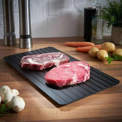 Bandeja Descongelante Rápida de Alumínio – Descongelamento Natural para Carnes, Peixes, Frutas e Alimentos