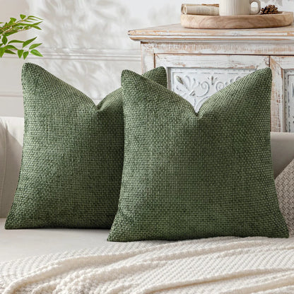 2pcs 45x45cm Luxury Chenille Pillow Cover Cross Woven Textured Sofa Cushion Soft Solid Color All-Season Home Decor Modern