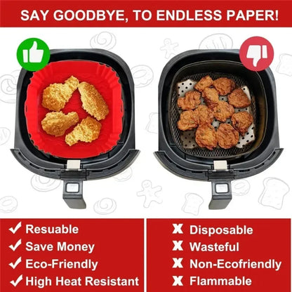 1pc of 22cm silicone air fryer oven baking plate pizza fried chicken silicone basket reusable air fryer liner accessory