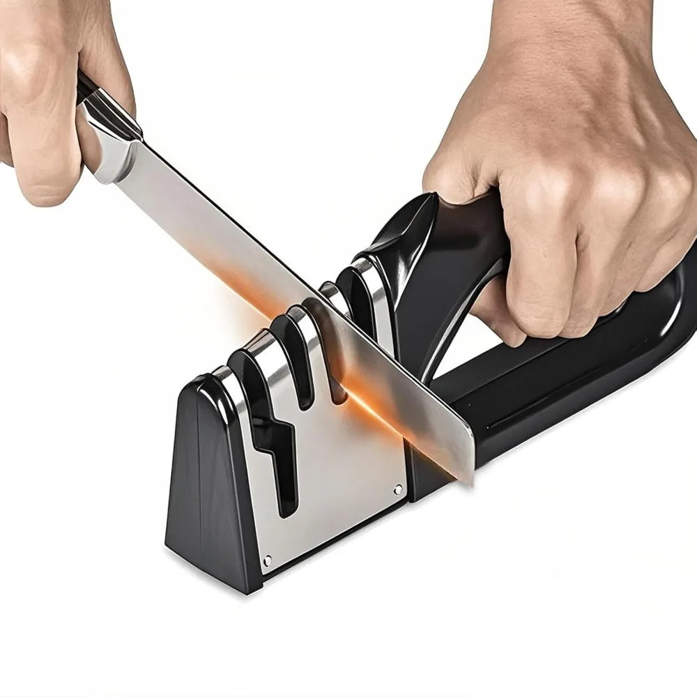 Afiador de Facas 4 em 1 Multifuncional com Base Antiderrapante | Amolador Manual para Cozinha