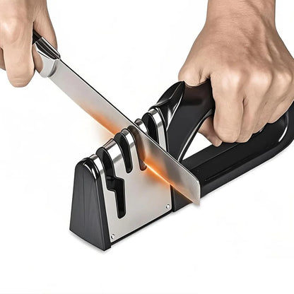 Afiador de Facas 4 em 1 Multifuncional com Base Antiderrapante | Amolador Manual para Cozinha