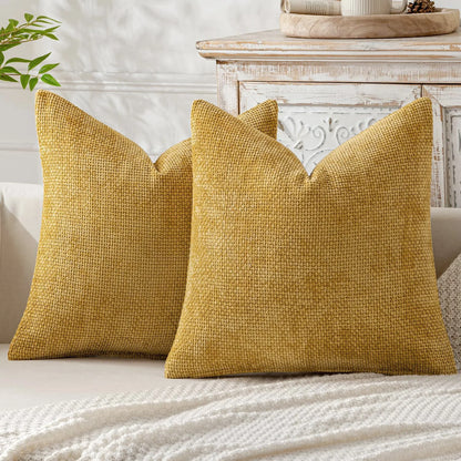 2pcs 45x45cm Luxury Chenille Pillow Cover Cross Woven Textured Sofa Cushion Soft Solid Color All-Season Home Decor Modern