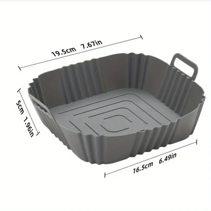 1pc of 22cm silicone air fryer oven baking plate pizza fried chicken silicone basket reusable air fryer liner accessory
