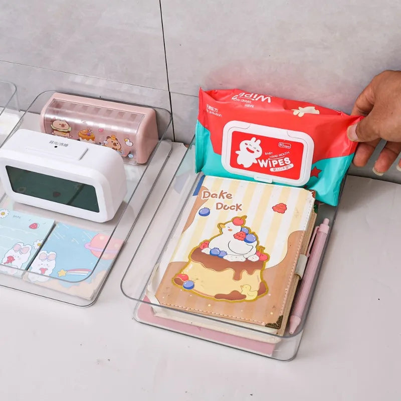 Transparent Plastic Storage Box Without Cover Unlimited Desk Drawer Organizers Makeup Transparent Storage Bins Various Size