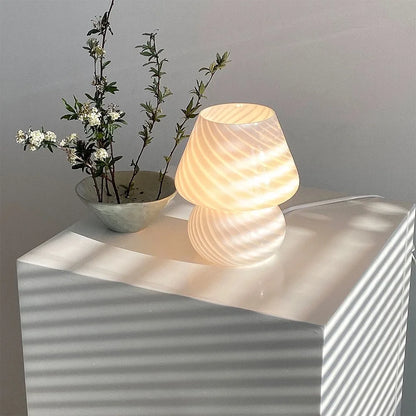 Mushroom LED Glass Table Lamp USB Dimming For Home Study Desk Atmosphere Light Bedroom Bedside Decoration Night Light Table Lamp