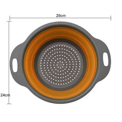 1/2pcs Silicone Round Folding Vegetable Fruits Washing Drain Basket Colander Strainer Collapsible Drainer Kitchen Tool